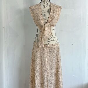 Express pretty pink gray light weight rayon maxi skirt with scarf xl